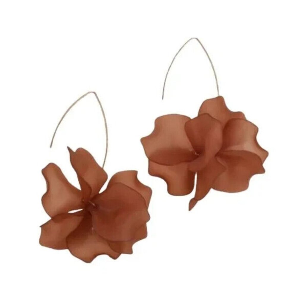 Brown Acrylic Petal Drop Earrings